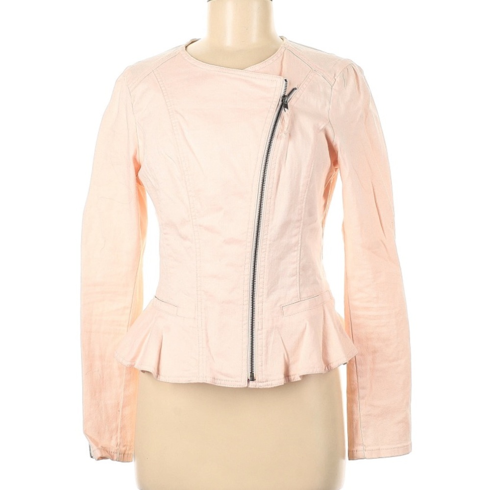 Elle Blush Pink Denim Zip Jacket Size Medium